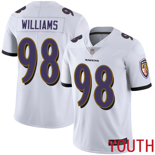 Baltimore Ravens Limited White Youth Brandon Williams Road Jersey NFL Football 98 Vapor Untouchable